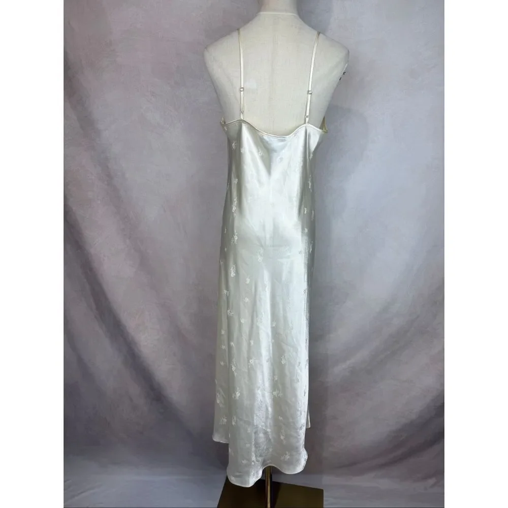 Vintage Jones New York Ivory Satin Slip Dress Nightgown Size M/L Lingerie